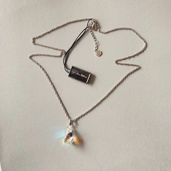 FAC Iridescent Swarovski Crystal Drop Necklace 18" NWT - Picture 6 of 9